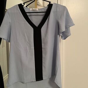 Blue and black blouse